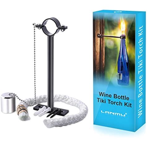 Wine Bottle Torch Kit Holder Wicks Fence Torches Outdoor Patio Wall