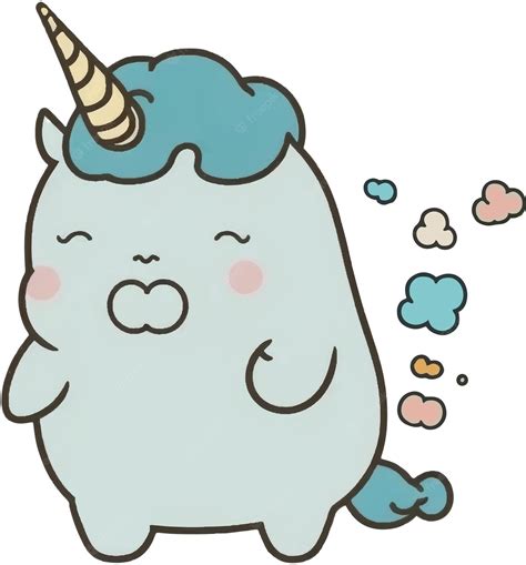 Premium Vector Cute Fat Unicorn Farting Clouds Funny Vector Cartoon