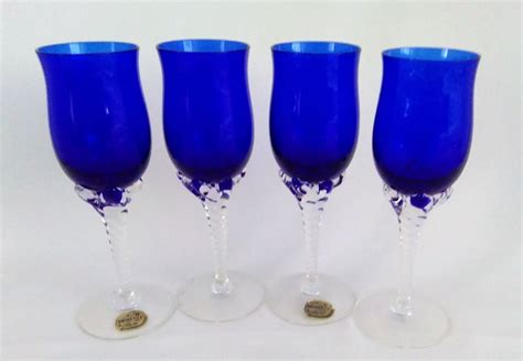 Bohemia Crystal Sherry Glasses Vintage Drinking Glasses Blue Etsy Uk Bohemia Crystal