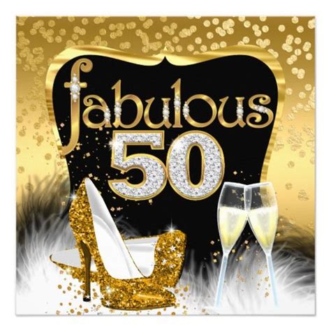 Fabulous 50th Birthday Party Gold Diamond Glitter Invitation Zazzle