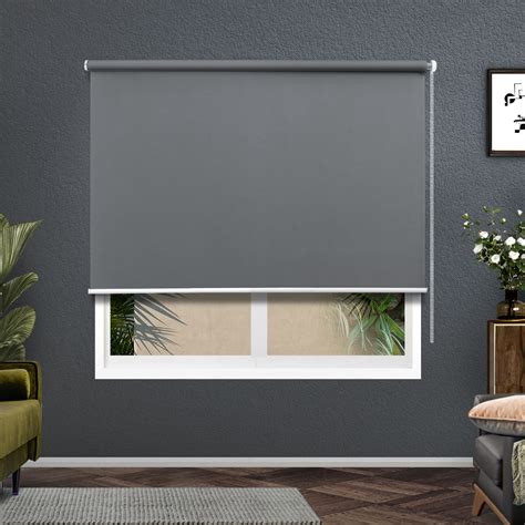 Roller Blinds Blockout Blackout Curtains Window Modern Shades X M Grey Qubyk Usa