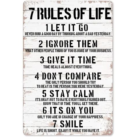 7 Rules Life Motivational Quote Metal Tin Sign Vintage Wall Temu