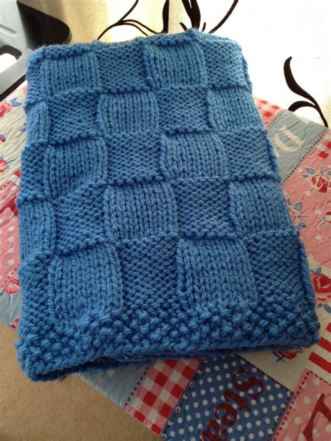 Easy Baby Blanket Knitting Pattern Chunky Check Basketweave Etsy