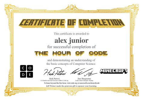 Education edition for windows, mac, and ipad. Primeiros certificados do Junior - The Hour Of Code ...