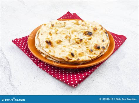 Indian Cuisine Tandoori Roti Whole Wheat Flat Bread Stock Photo
