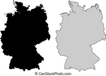 Huszonnyolcadik alkalommal találkozik egymással anglia és németország. Térkép, németország, körvonal. | CanStock