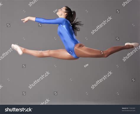 Female Gymnast Doing Splits Air Over Stockfoto 71392303 Shutterstock