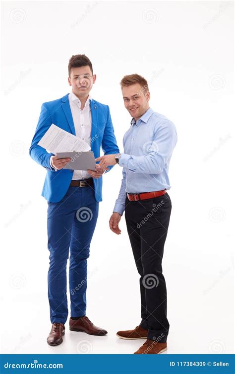 Portrait Of Two Business Men Standing Together Stock Image Image Of