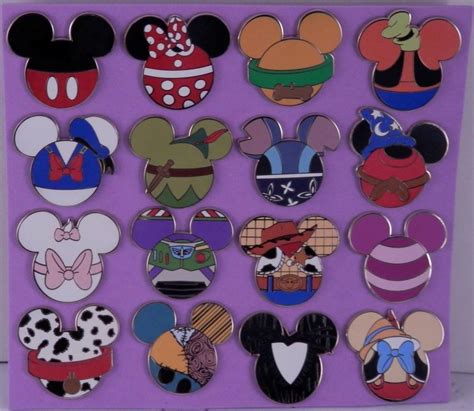 Disney Mystery Pack Mickey Icons Complete 16 Piece Trading Pin Set