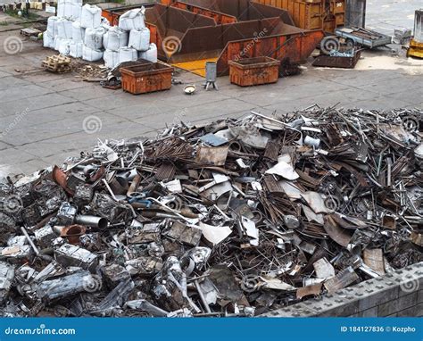 A Large Pile Of Scrap Metal Collected At The Metal Collection Point