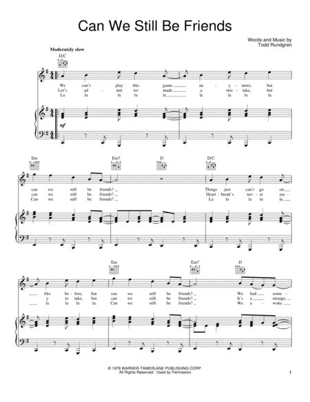 Listen to can we still be friends? Download Can We Still Be Friends Sheet Music By Todd ...