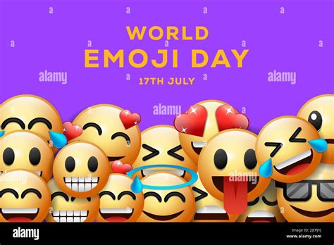 Gradient World Emoji Day 17th July Background Illustration Stock Vector