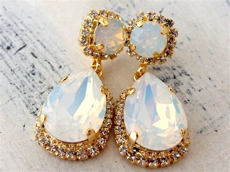 Bridal Earringswhite Opal Earringswhite Opal Chandelier Etsy