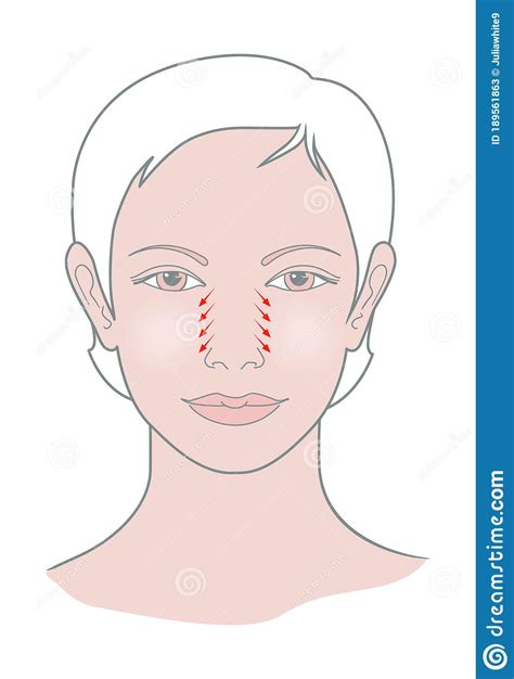 Shiatsu Points Face Massage Acupuncture Female Head View Stock Illustration Illustration Of