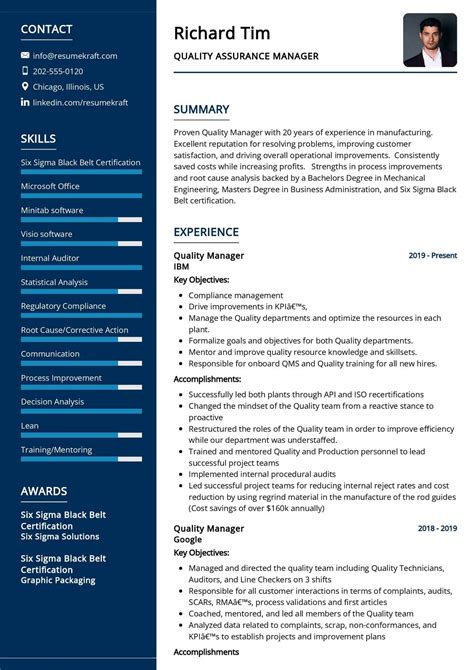 Quality Assurance Manager Cv Sample In 2024 Resumekraft