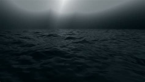 Ocean White Caps Ripple In A Dark Misty Night Stock Footage Video