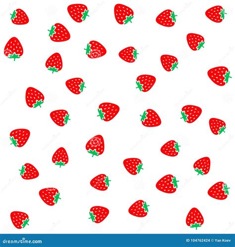 Strawberry Berries On A White Seamless Pattern Background Stock Vector