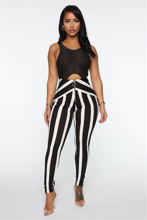 Cant Miss The Sight Striped Pant Blackcombo Pants Fashion Nova