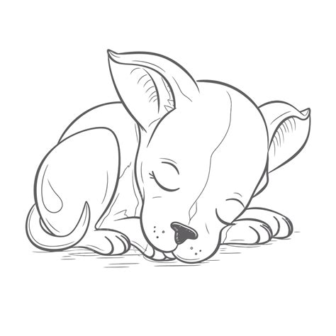 Little Dog Sleeping Coloring Page Outline Sketch Drawing Vector Dog