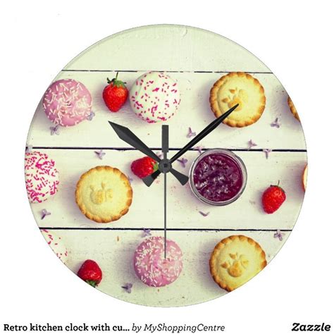 Retro Kitchen Clock With Cupcakes And Strawberries Retro Wedding