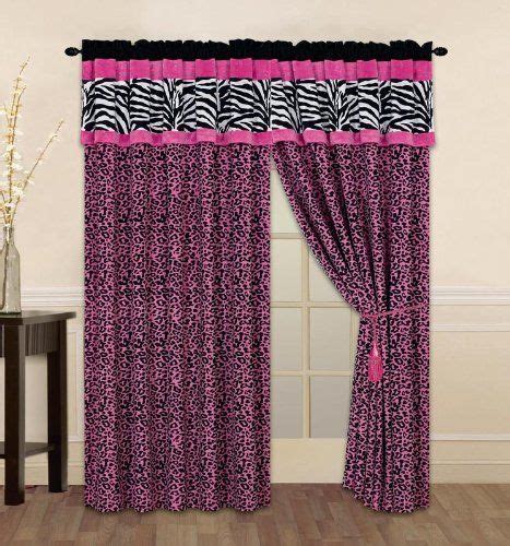 8 Pc Modern Hot Pink Black Leopard Zebra Micro Fur Curtain Set Grand
