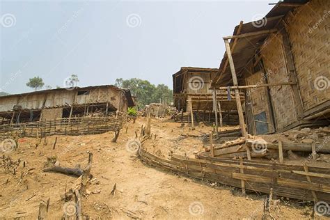 Indigenous Tribal Culture Of Akha Tribe Village Pongsali Laos Stock
