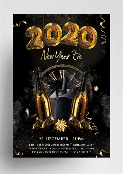 Choose from 21,910 printable design templates, like end of year dance posters, flyers, mockups, invitation cards, business cards, brochure,etc. 2020 New Year Eve PSD Flyer Template vol4 - PixelsDesign ...