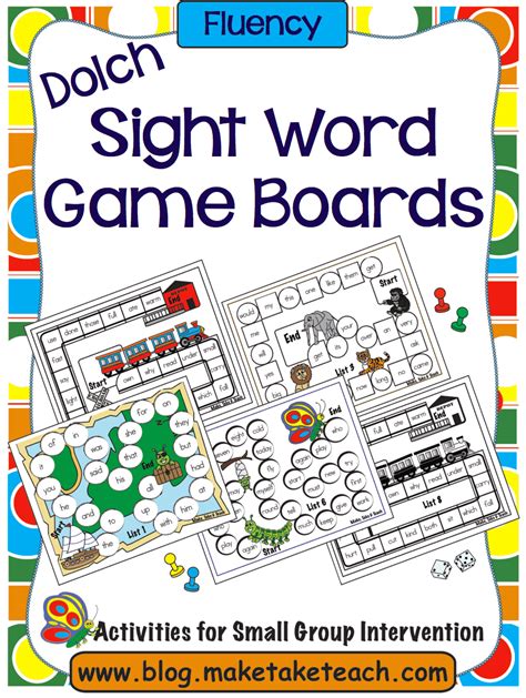 Sight Word Game Boards Dolch And Fry Make Take And Teach