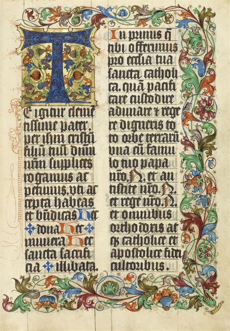 Illuminated Manuscripts Reproduction Decorated Initial T Westphalia