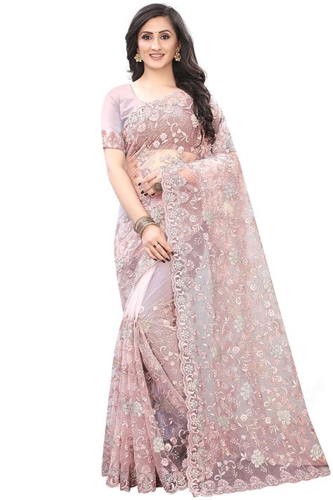 Buy Net Party Wear Saree In Mauve Pink Color Online Sarv08162