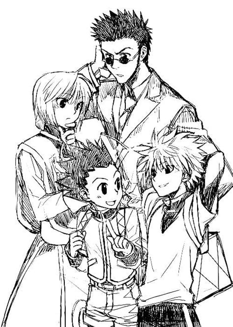 Desenhos Para Colorir De Gon Killua Kurapika E Leorio Desenhos Para