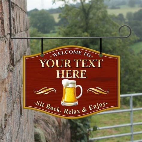 Jaf Graphics Personalised Home Bar Hanging Pub Sign With Pint Logo