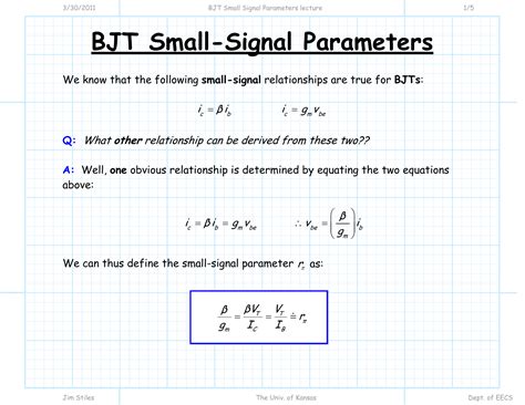 Bjt Small Signal Parameters