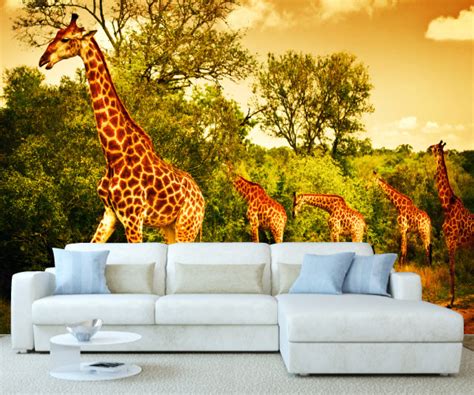 African Safari Giraffe Wall Mural Stickers Wall