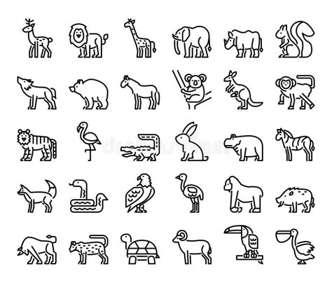 Wild Animals Outline Vector Icons Stock Vector Illustration Of Icon