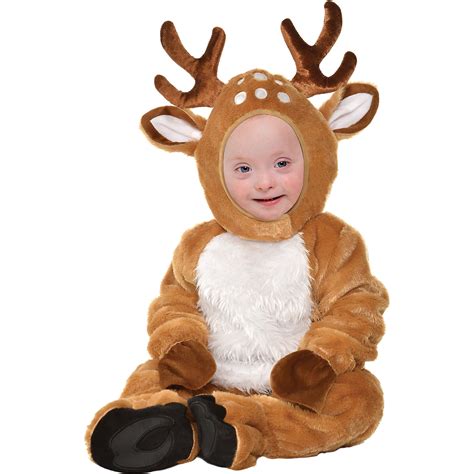 Cozy Deer Halloween Costume Baby 12 24 Bambi Reindeer Fawn W Hood Suit