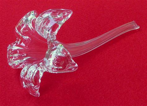 Vintage Clear Blown Art Glass Star Gazer Lilly Laying Down Stretched Pulled Glass Handle Floral