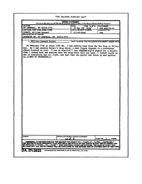 Army Sworn Statement Form Fillable Pdf Army Military