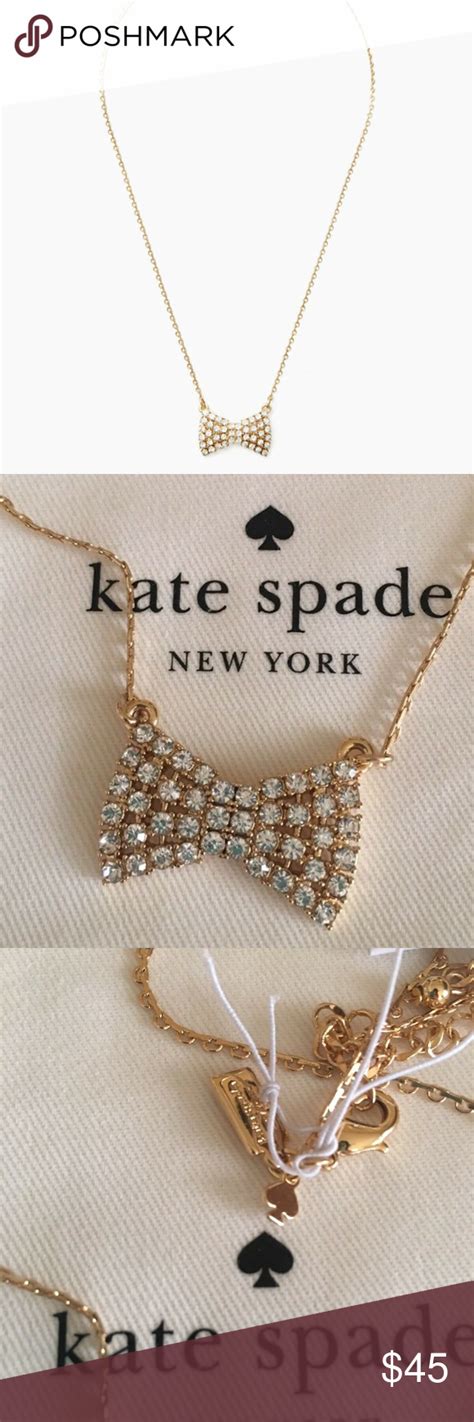 Kate Spade Gold Sparkling Bow Pendant Necklace In 2020 Bow Pendants