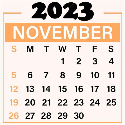 Premium Vector November 2023 Calendar Template Illustration