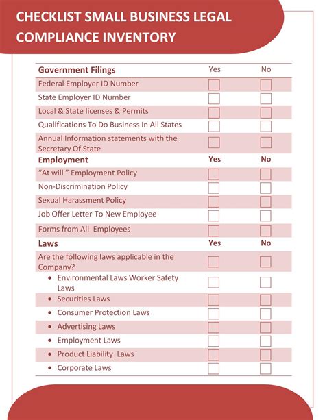 Word Of Compliance Inventory Checklistdocx Wps Free Templates