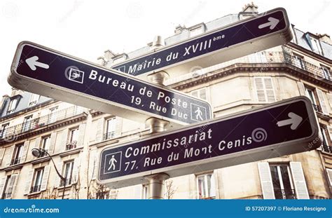 Paris Road Sign Stock Image Image Of Stage Musee Sign 57207397