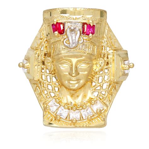 150ctw Simulated Diamond 10k Yellow Gold Ruby Nefertiti Ring Wjd