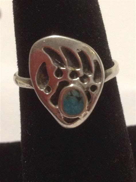 Turquoise Bear Claw Ring Navajo Annie Chapo Sterling Silver Etsy