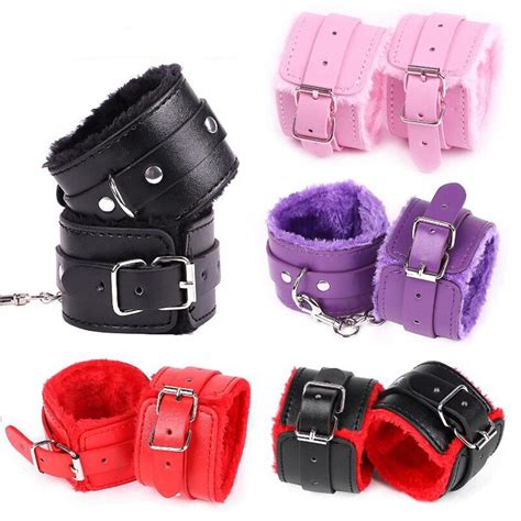 Exotic Accessories Sexy Adjustable Pu Leather Plush Handcuff Ankle Cuff