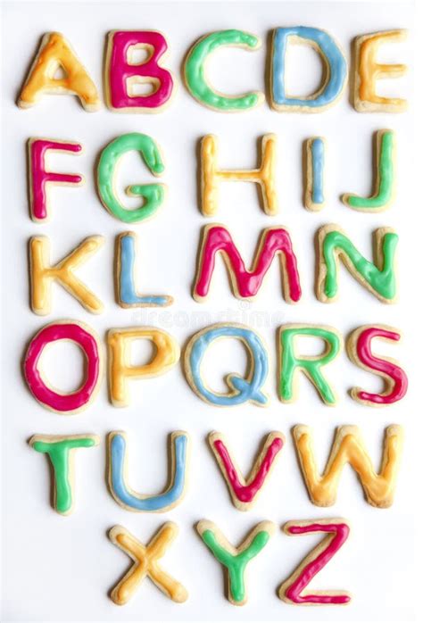 Decorated Cookies Alphabet On Baking Tray Stock Photo Image Of Read