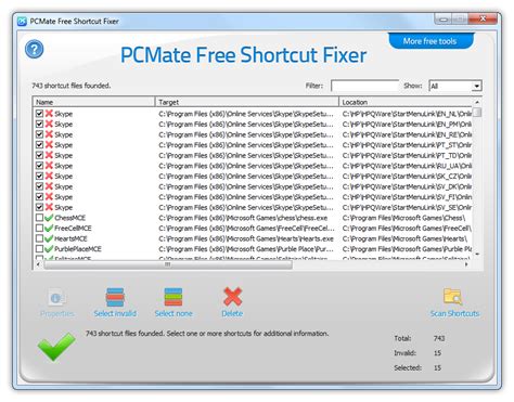 PCMate Free Shortcut Fixer - Free Shortcut Removal Software - Find & Remove Shortcuts