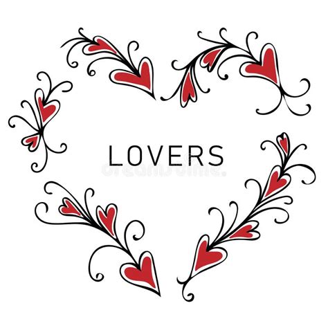 Lovers Floral Heart Shape Frame Design Stock Vector Illustration Of