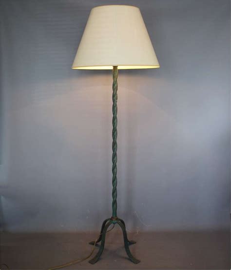 Wonderful French Mid Century Green Iron Floor Lamp Lighting Floor