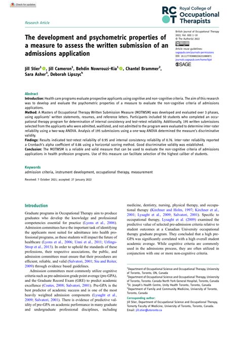 Pdf The Development And Psychometric Properties Of A Measure To Assess The Written Submission